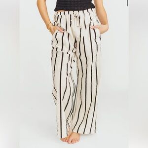 Striped Woven Wide-Leg Pants